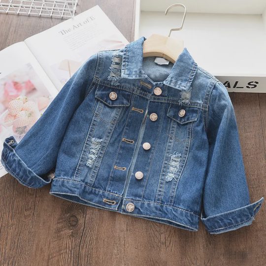 【18M-11Y】Boys Stylish Dinosaur And Car Print Blue Denim Jacket
